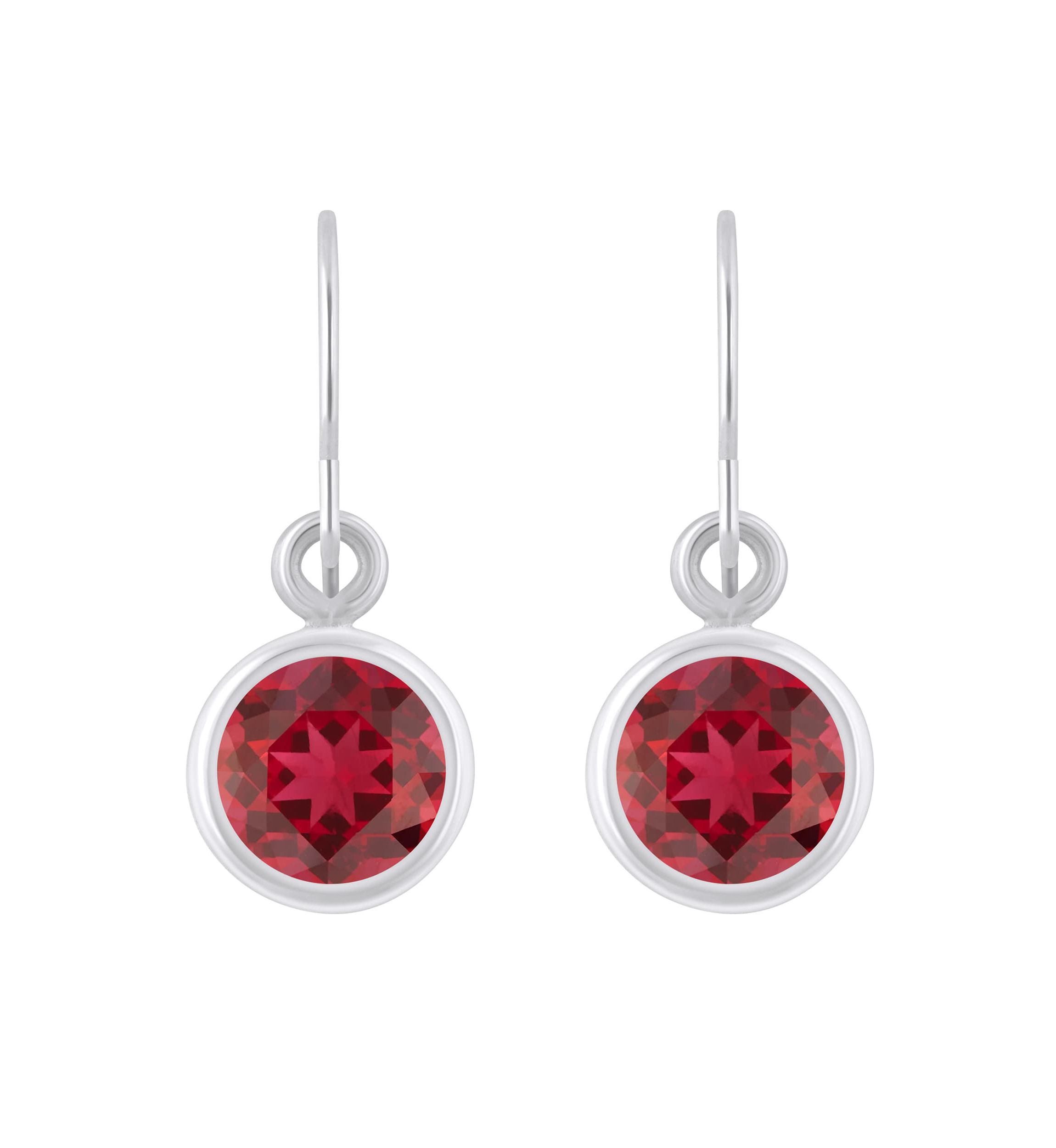 Lab Created Sterling Silver 5mm Round Created Ruby Drop Earrings