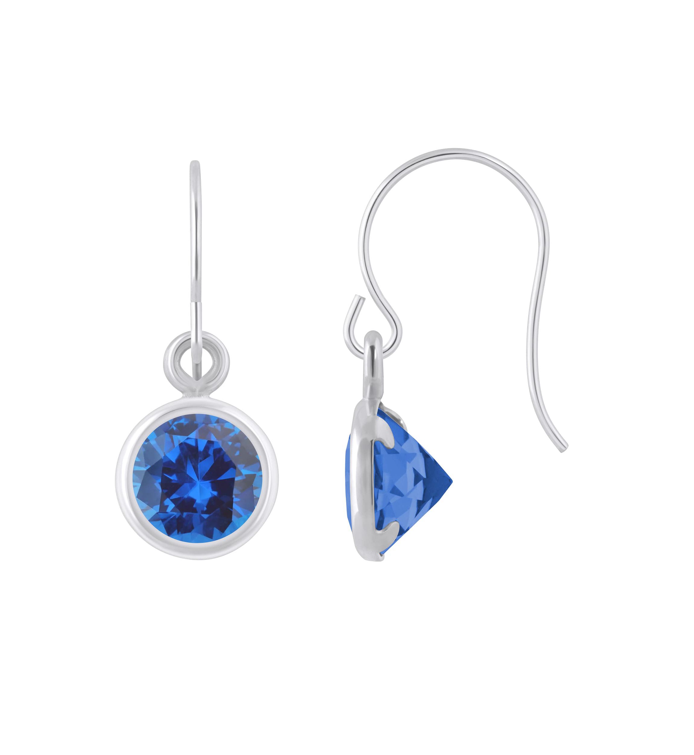 Lab Created Sterling Silver 5mm Round Created Sapphire Drop Earrings