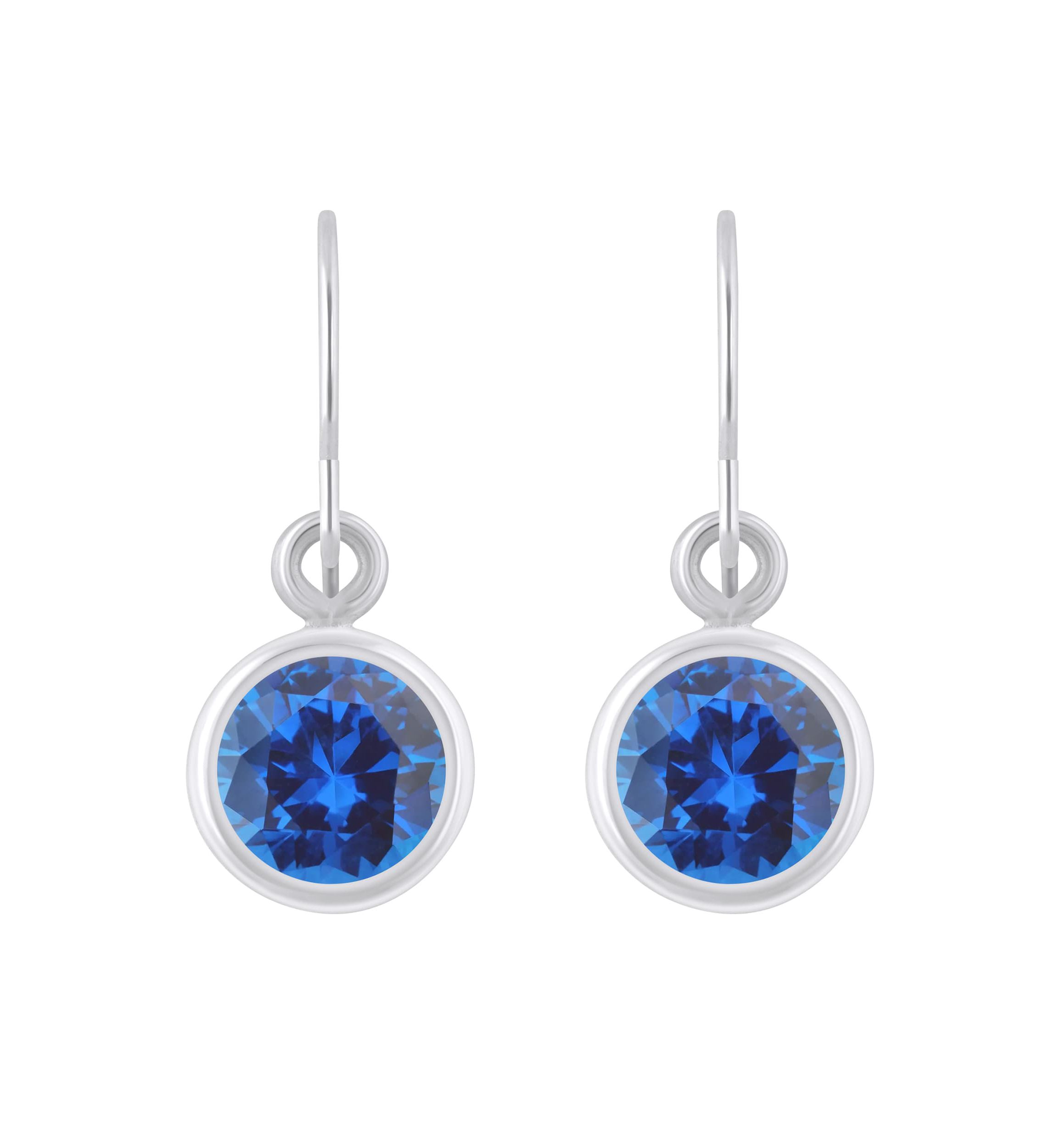 Lab Created Sterling Silver 5mm Round Created Sapphire Drop Earrings