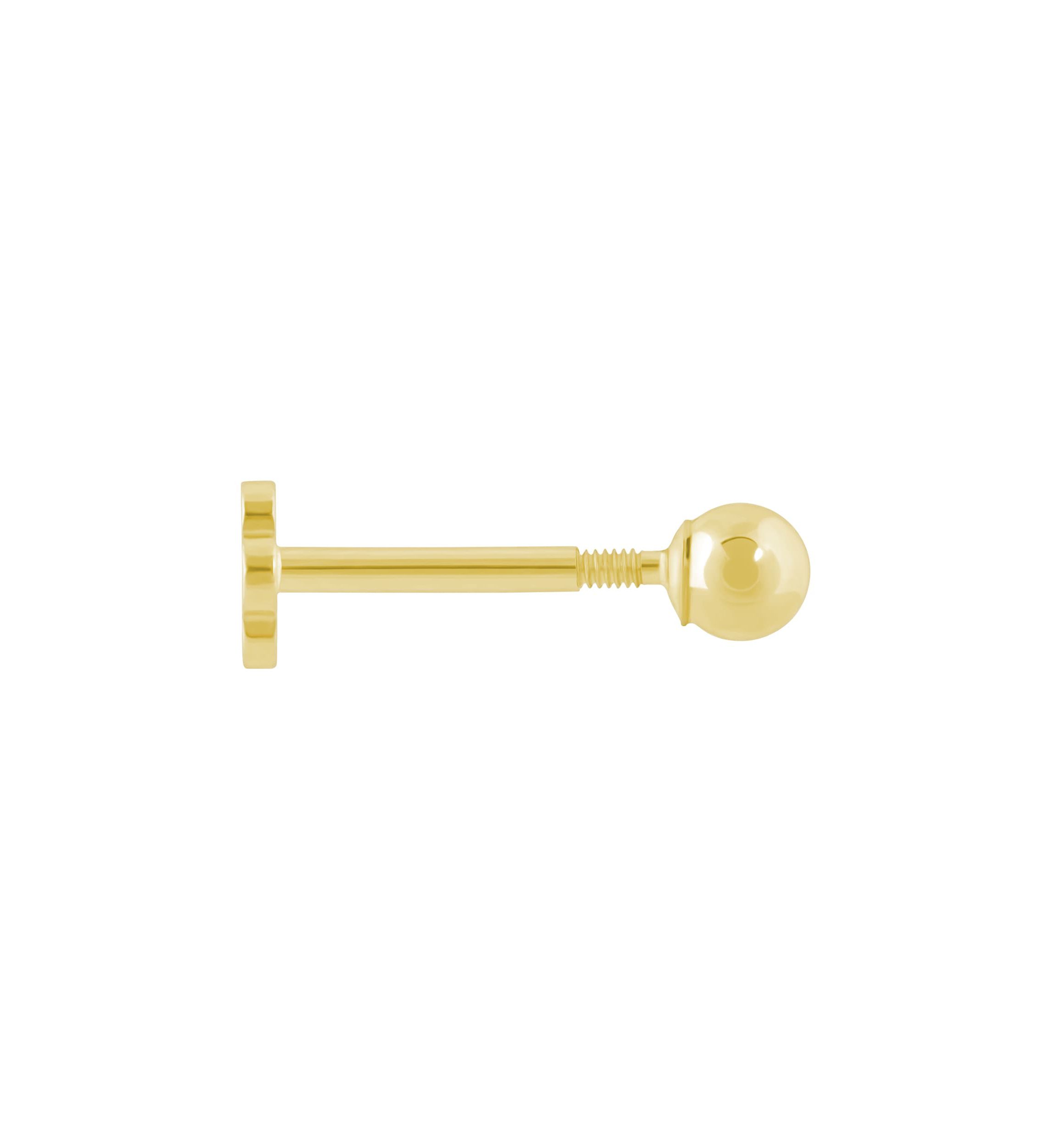 14K Yellow Gold 3mm Round Ball Labret Earring