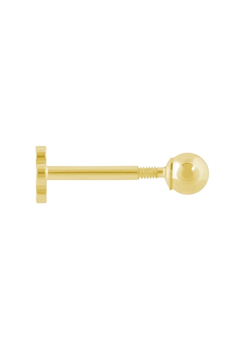 14K Yellow Gold 3mm Round Ball Labret Earring