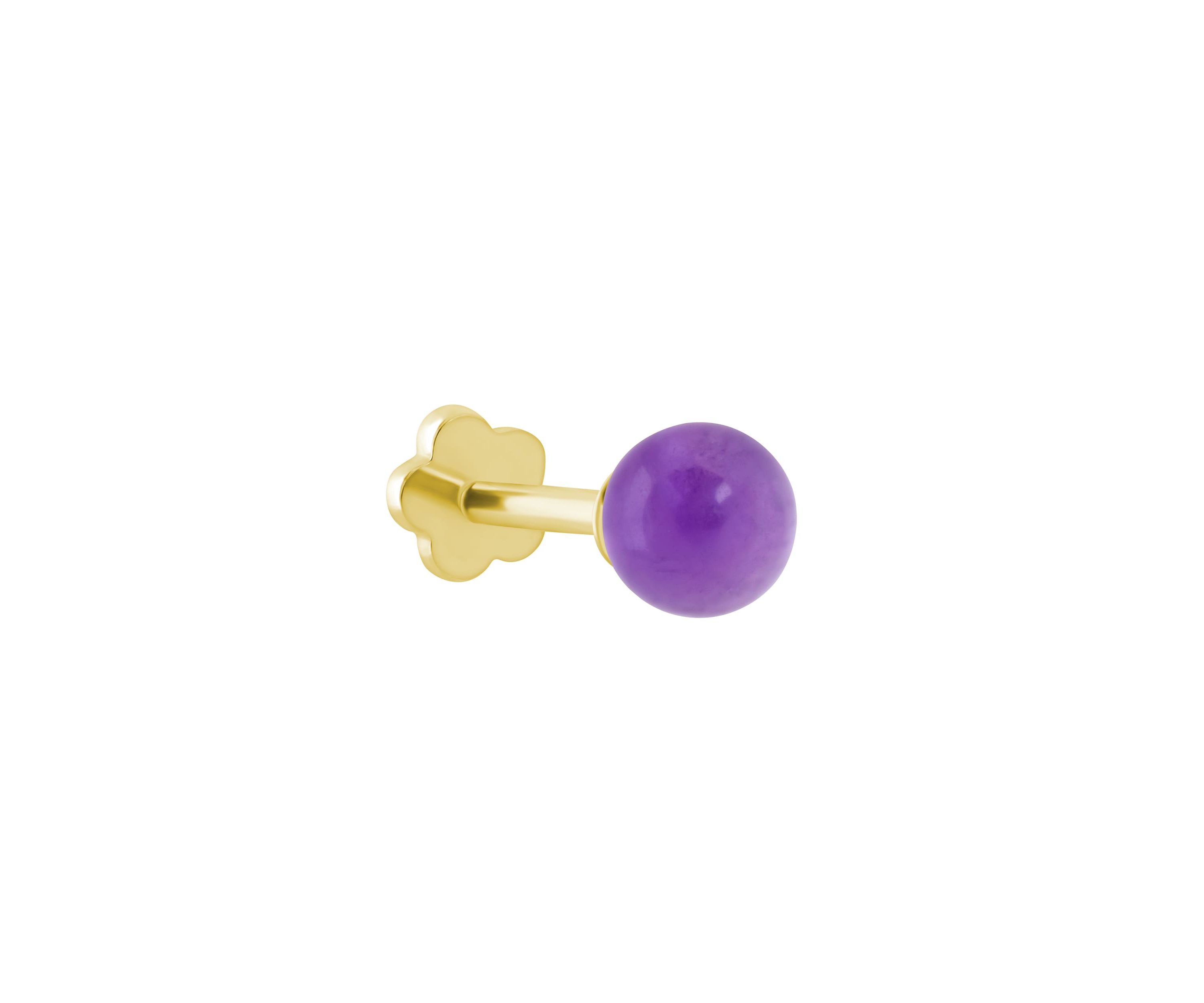 14K Yellow Gold 4mm Sphere Cape Amethyst Labret Earring