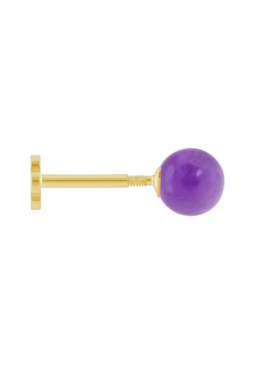 14K Yellow Gold 4mm Sphere Cape Amethyst Labret Earring
