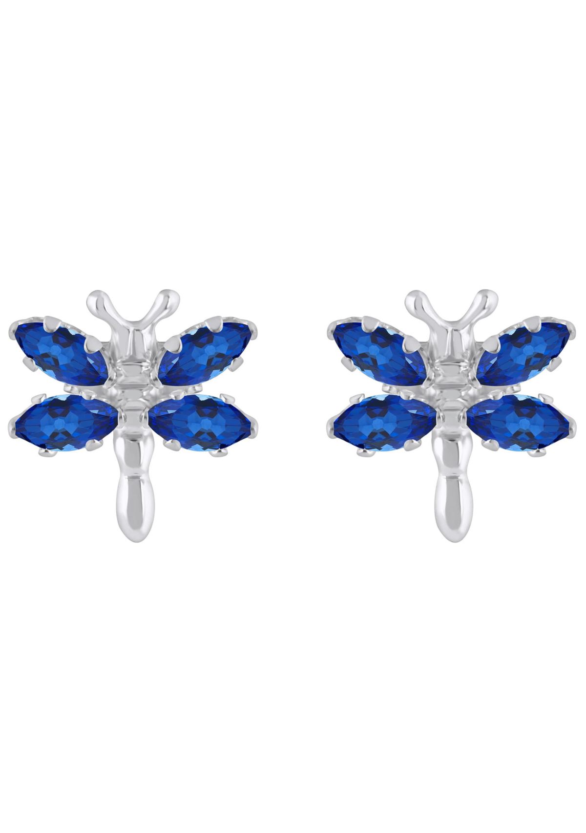 Lab Created Sterling Silver Created Sapphire Dragonfly Stud Earrings