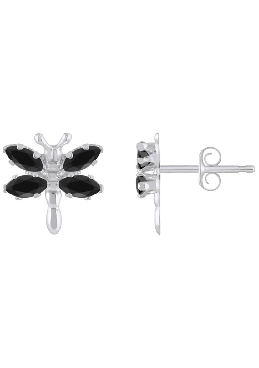 Sterling Silver Black Onyx Dragonfly Stud Earrings