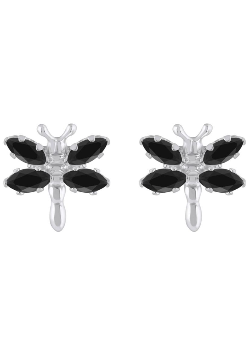 Sterling Silver Black Onyx Dragonfly Stud Earrings