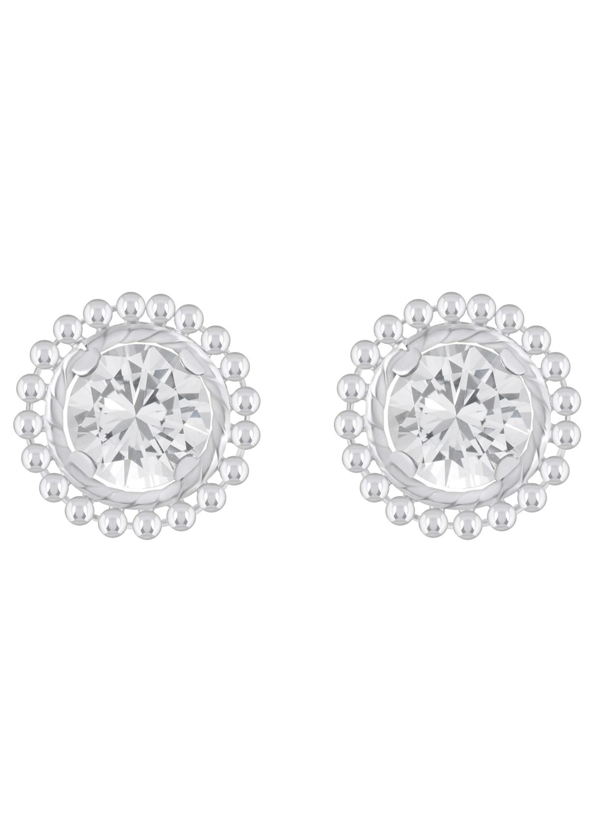 Sterling Silver 5mm Round White Topaz Beaded Martini Stud Earrings