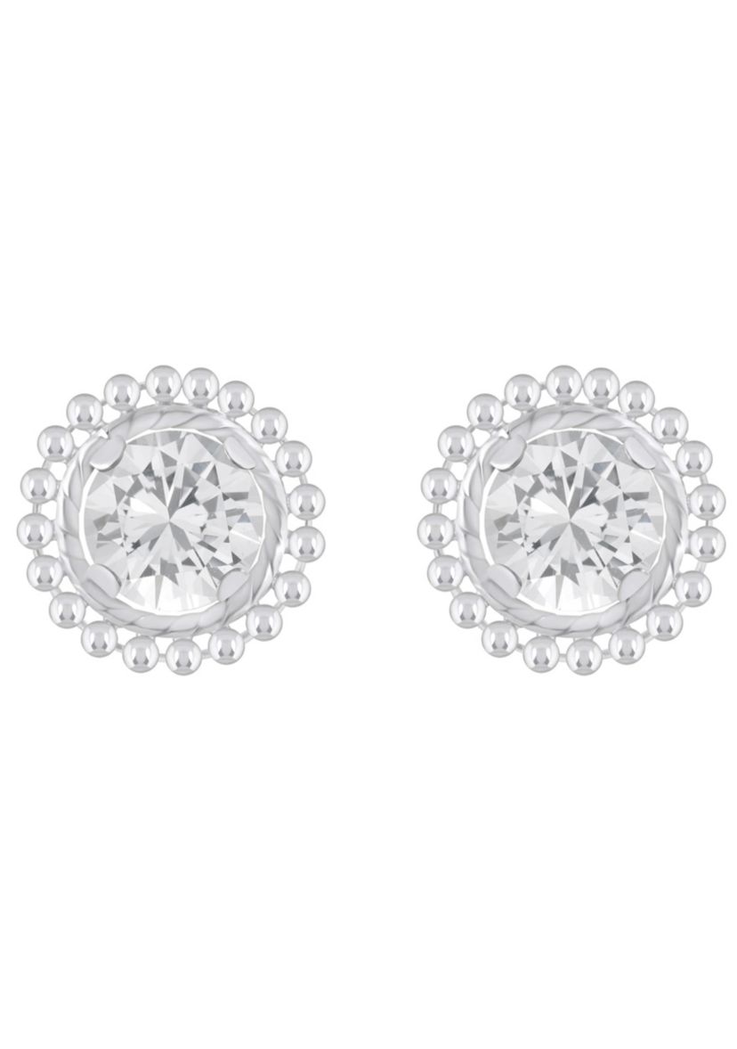 Sterling Silver 5mm Round White Topaz Beaded Martini Stud Earrings