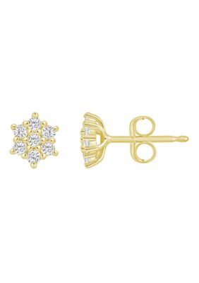 Belk & Co Lab Created Sterling Silver 1/4 CTTW Lab Grown Diamond Cluster Stud Earrings