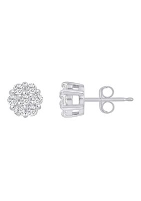 Belk & Co Lab Created Sterling Silver 1/2 CTTW Lab Grown Diamond Cluster Stud Earrings