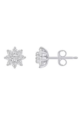 Belk & Co Lab Created Sterling Silver 1/3 CTTW Lab Grown Diamond Cluster Stud Earrings