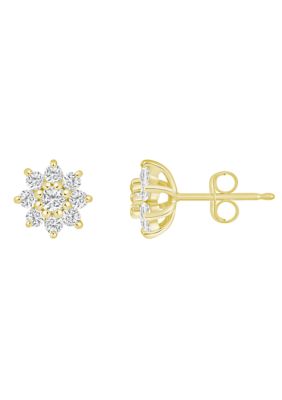 Belk & Co Lab Created Sterling Silver 5/8 CTTW Lab Grown Diamond Cluster Stud Earrings