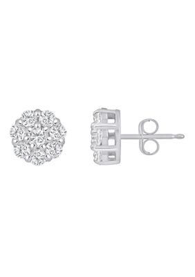 Belk & Co Lab Created Sterling Silver 1 CTTW Lab Grown Diamond Cluster Stud Earrings