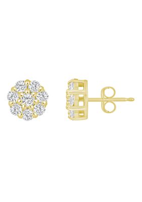 Belk & Co Lab Created Sterling Silver 1 CTTW Lab Grown Diamond Cluster Stud Earrings