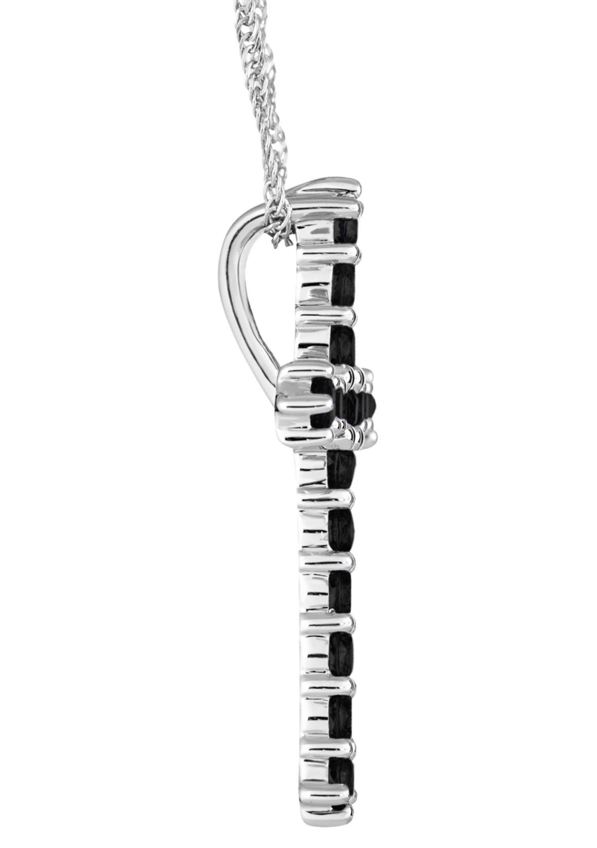Sterling Silver Black Agate Cross Pendant Necklace
