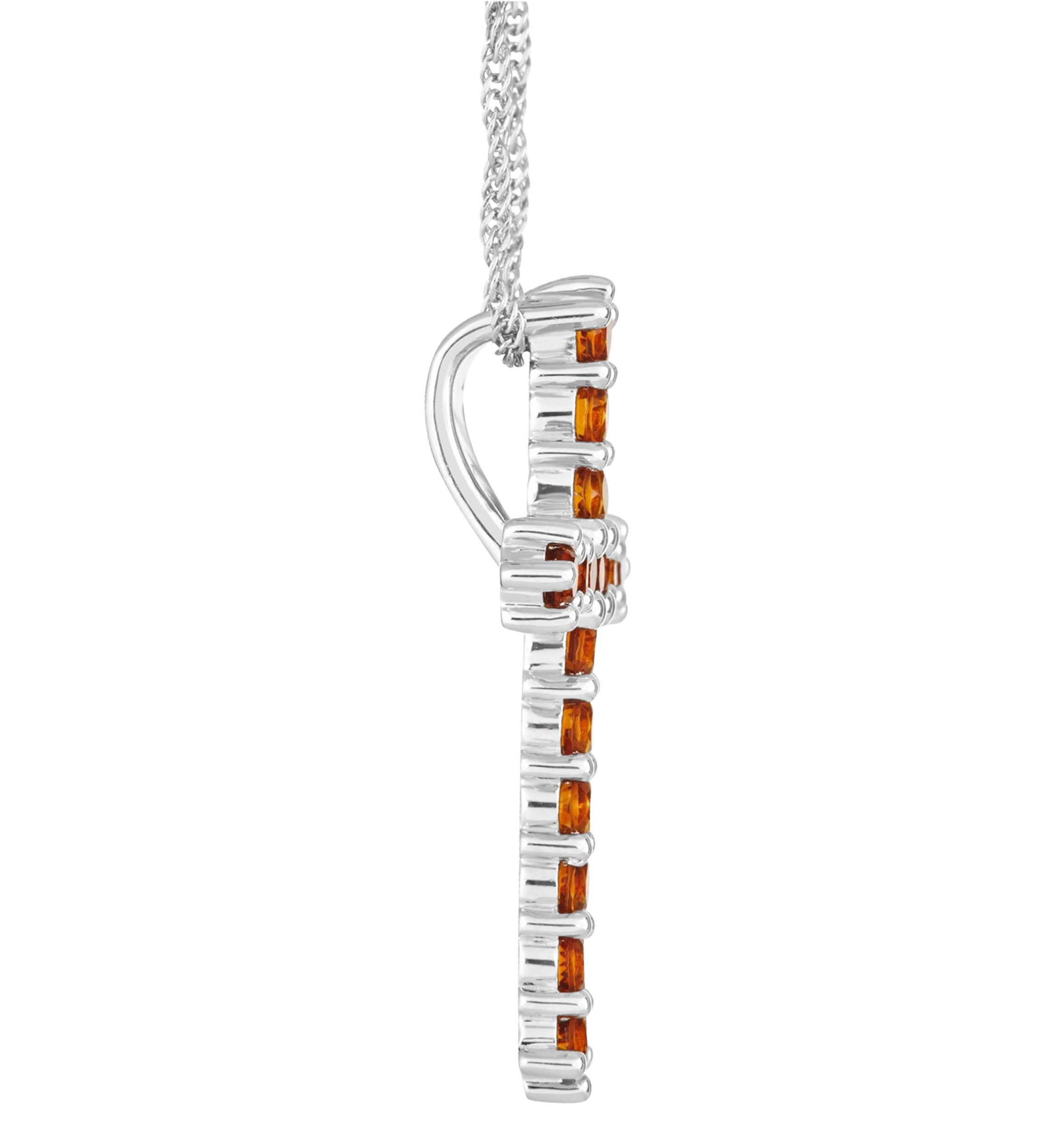 Sterling Silver Citrine Cross Pendant Necklace