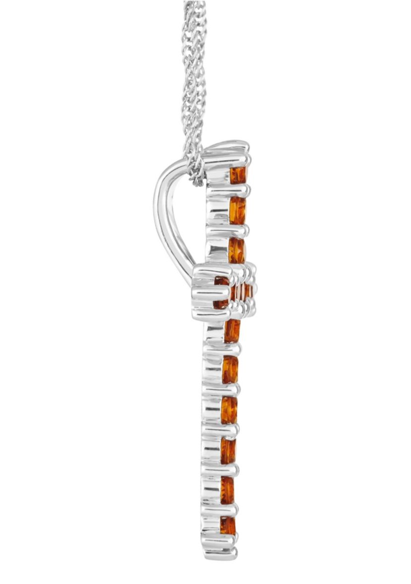 Sterling Silver Citrine Cross Pendant Necklace