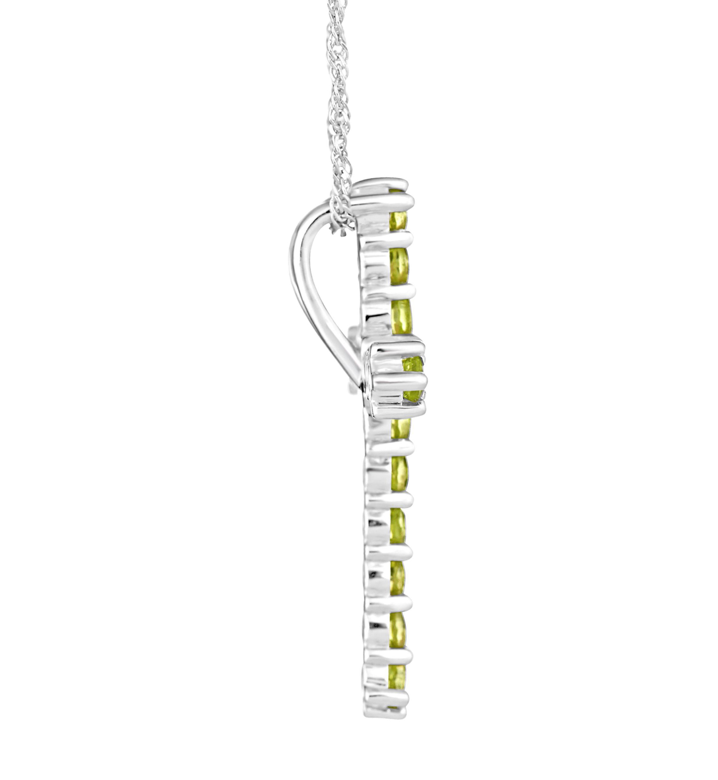 Sterling Silver Peridot Cross Pendant Necklace