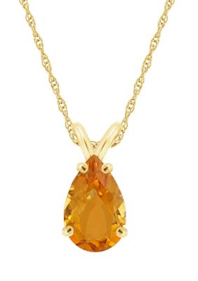 Belk & Co 14K Yellow Gold 12x8mm Pear Shaped Gemstone Pendant Necklace