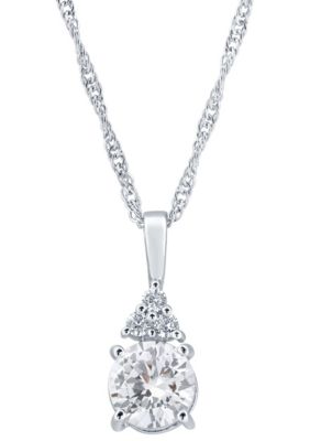 Belk & Co Lab Created Sterling Silver 7mm Round Gemstone And White Sapphire Pendant Necklace
