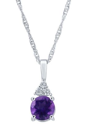 Belk & Co Lab Created Sterling Silver 7mm Round Gemstone And White Sapphire Pendant Necklace