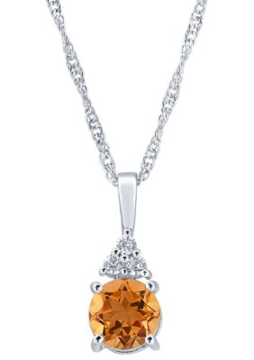 Belk & Co Lab Created Sterling Silver 7mm Round Gemstone And White Sapphire Pendant Necklace