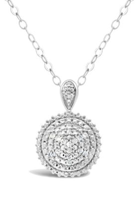 Belk & Co Sterling Silver Diamond Accent Cluster Pendant Necklace