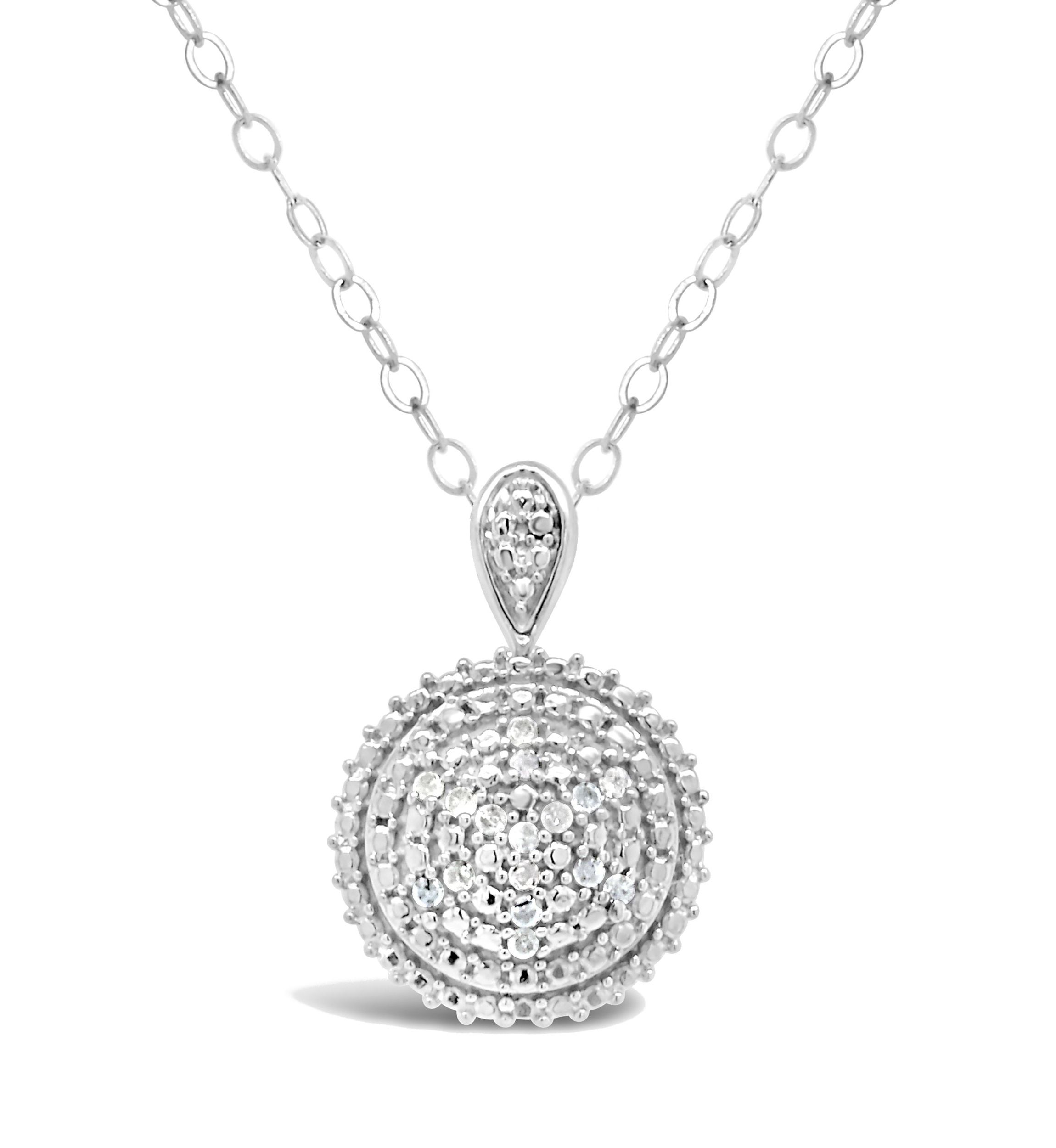 Sterling Silver Diamond Accent Cluster Pendant Necklace