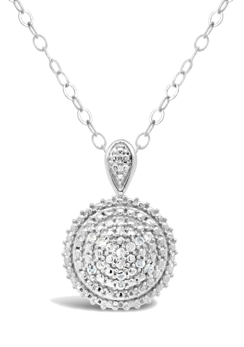 Sterling Silver Diamond Accent Cluster Pendant Necklace