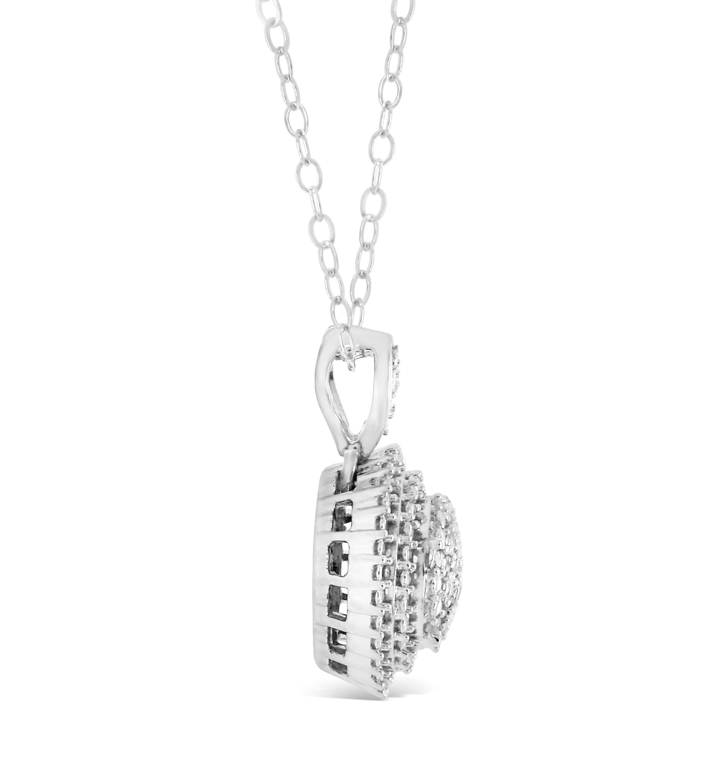 Sterling Silver Diamond Accent Cluster Pendant Necklace