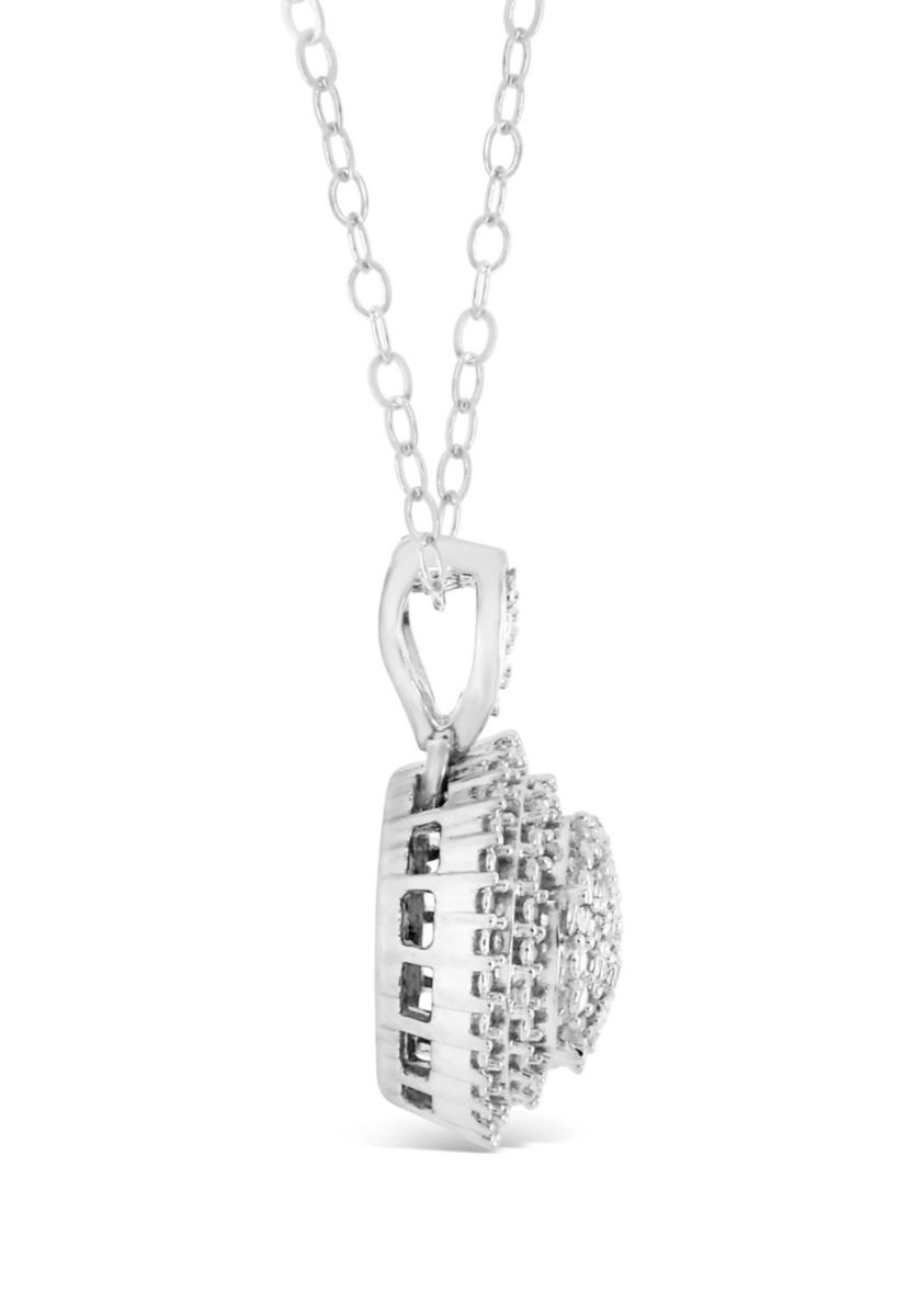 Sterling Silver Diamond Accent Cluster Pendant Necklace