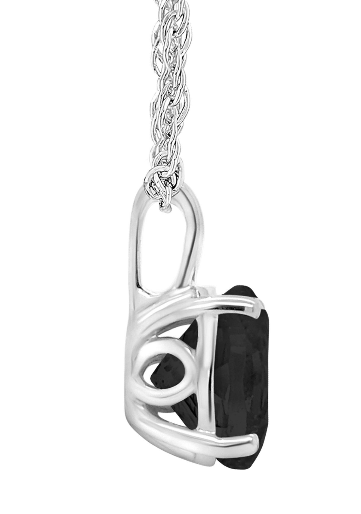 Sterling Silver 8mm Round Black Agate Pendant Necklace