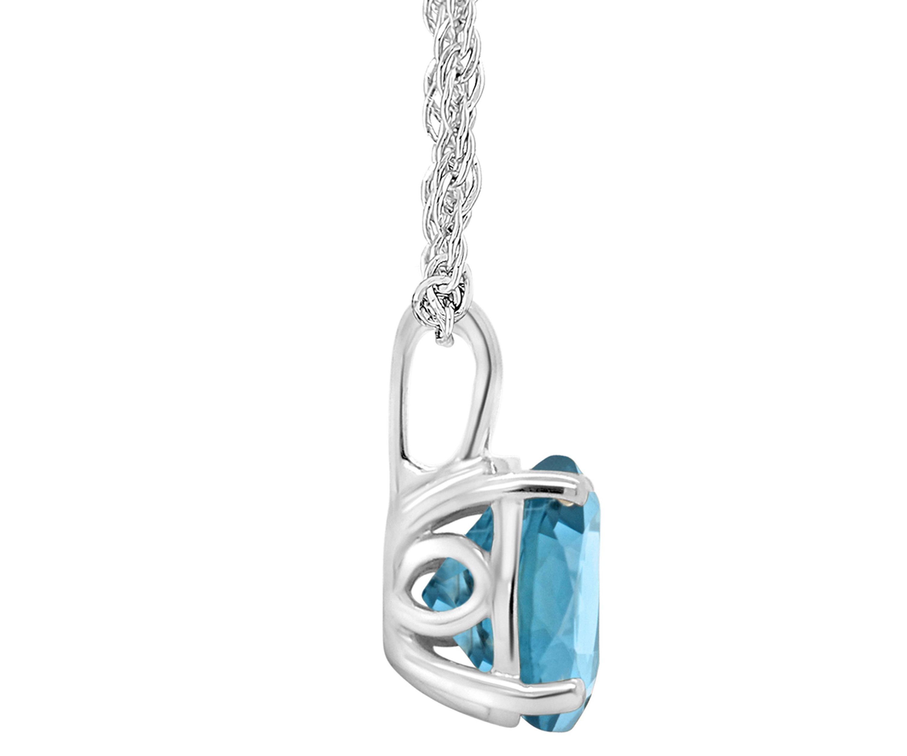 Sterling Silver 8mm Round London Blue Topaz Pendant Necklace