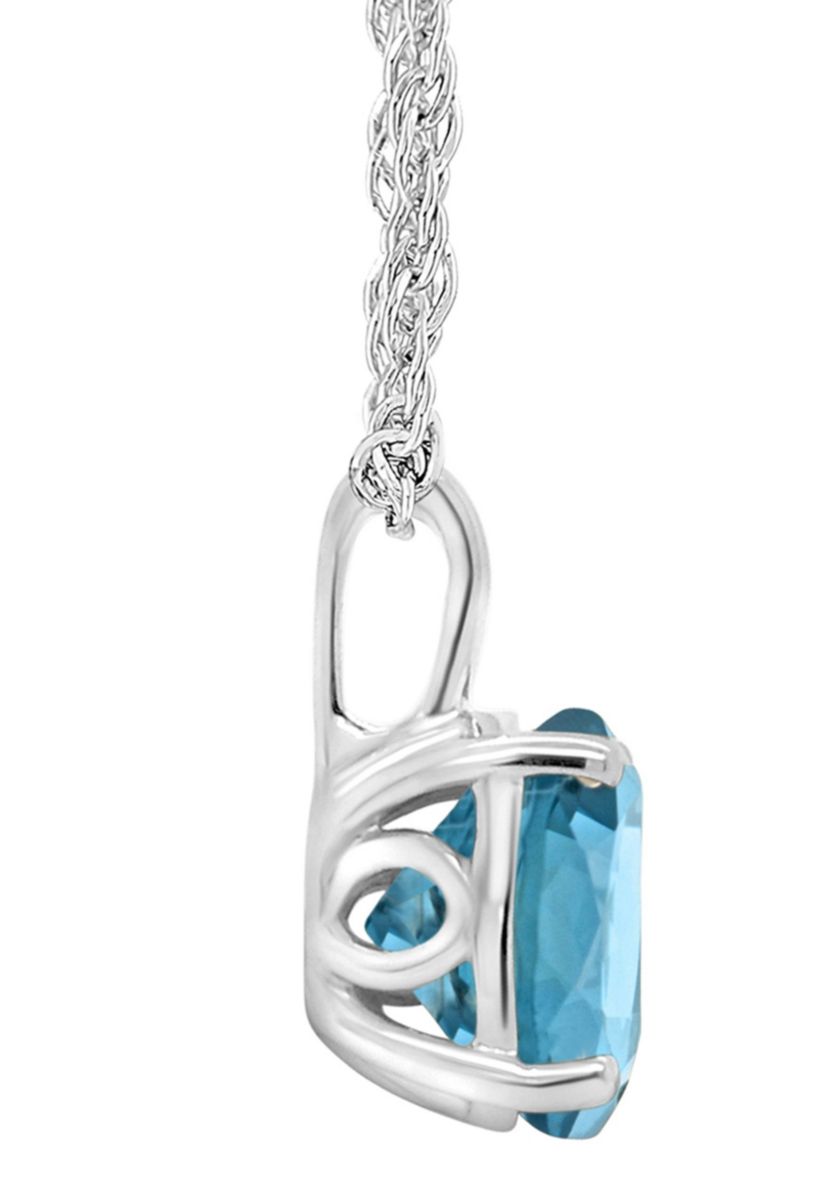 Sterling Silver 8mm Round London Blue Topaz Pendant Necklace