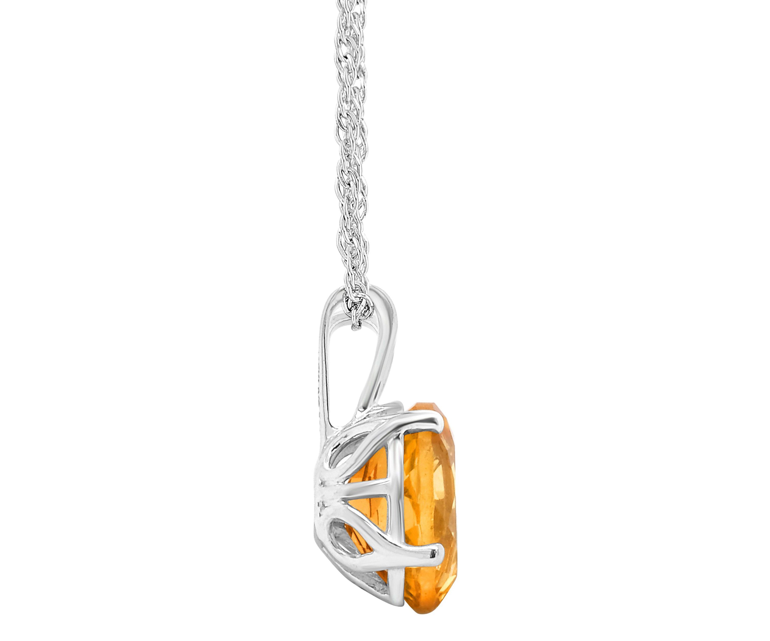Sterling Silver 10x8mm Oval Citrine Pendant Necklace