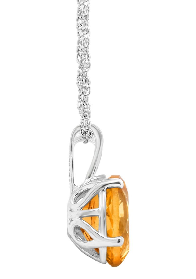 Sterling Silver 10x8mm Oval Citrine Pendant Necklace