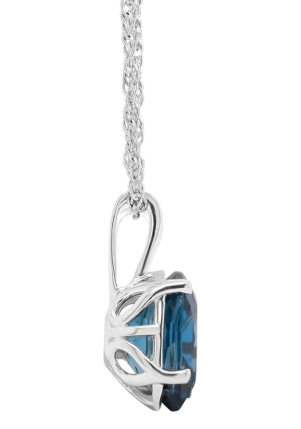 Sterling Silver 10x8mm Oval London Blue Topaz Pendant Necklace
