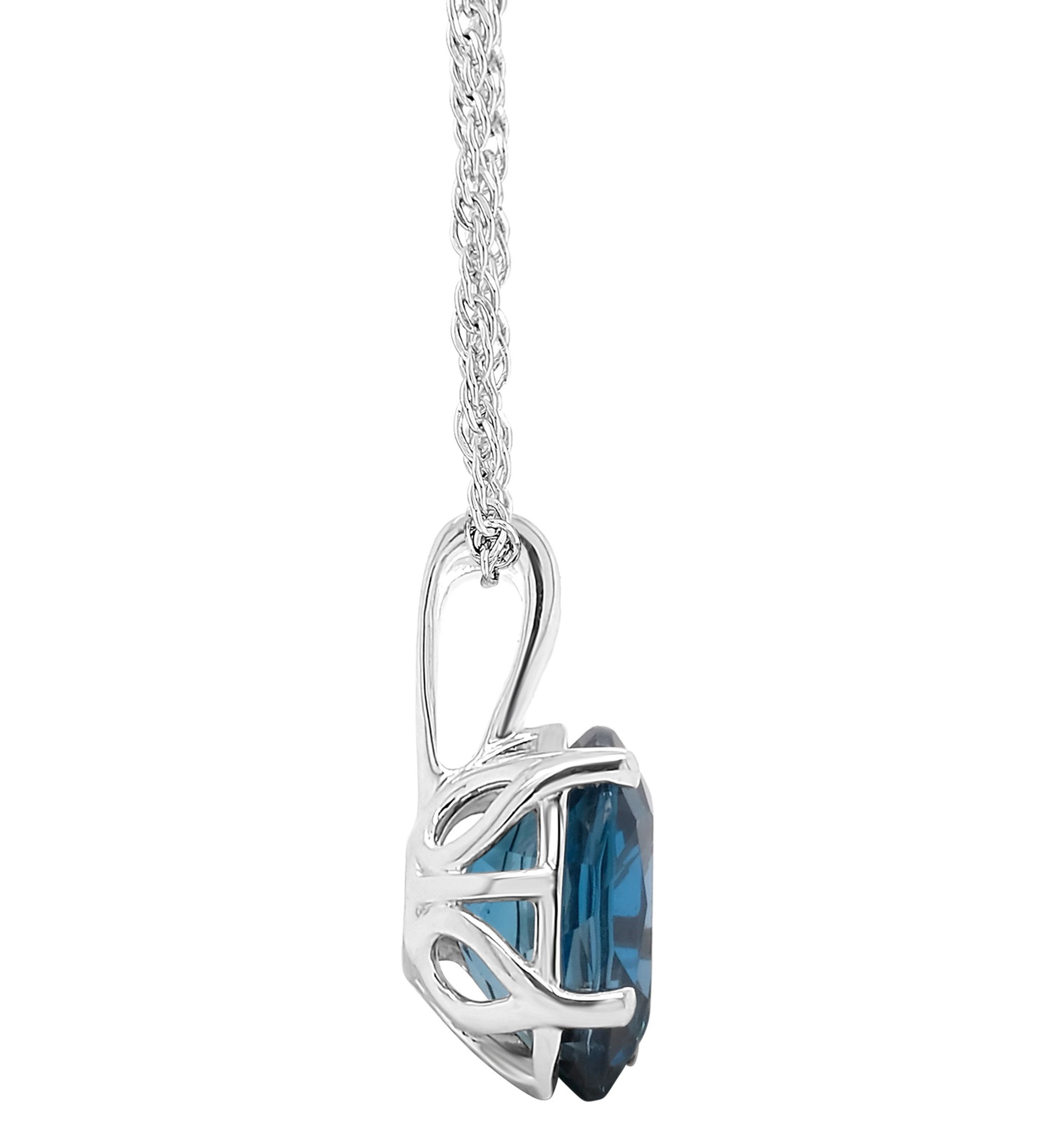 Sterling Silver 10x8mm Oval London Blue Topaz Pendant Necklace