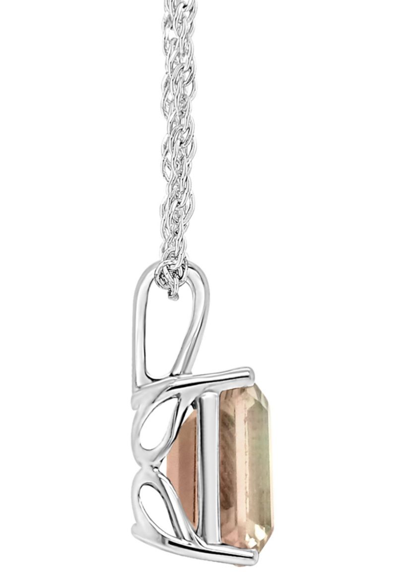Sterling Silver 10x8mm Emerald Cut Labradorite Pendant Necklace