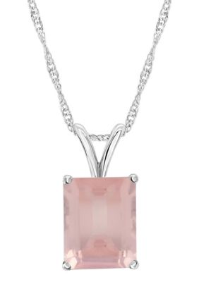 Belk & Co Sterling Silver 10x8mm Emerald Cut Gemstone Pendant Necklace