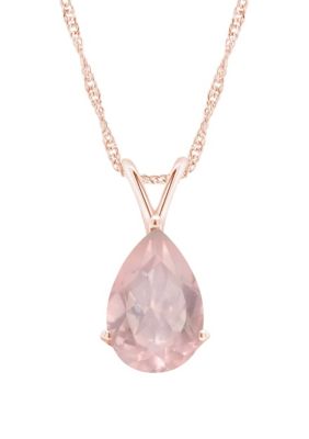 Belk & Co Sterling Silver/14K Rose Gold Plated 12x8mm Pear Shape Rose Quartz Pendant Necklace