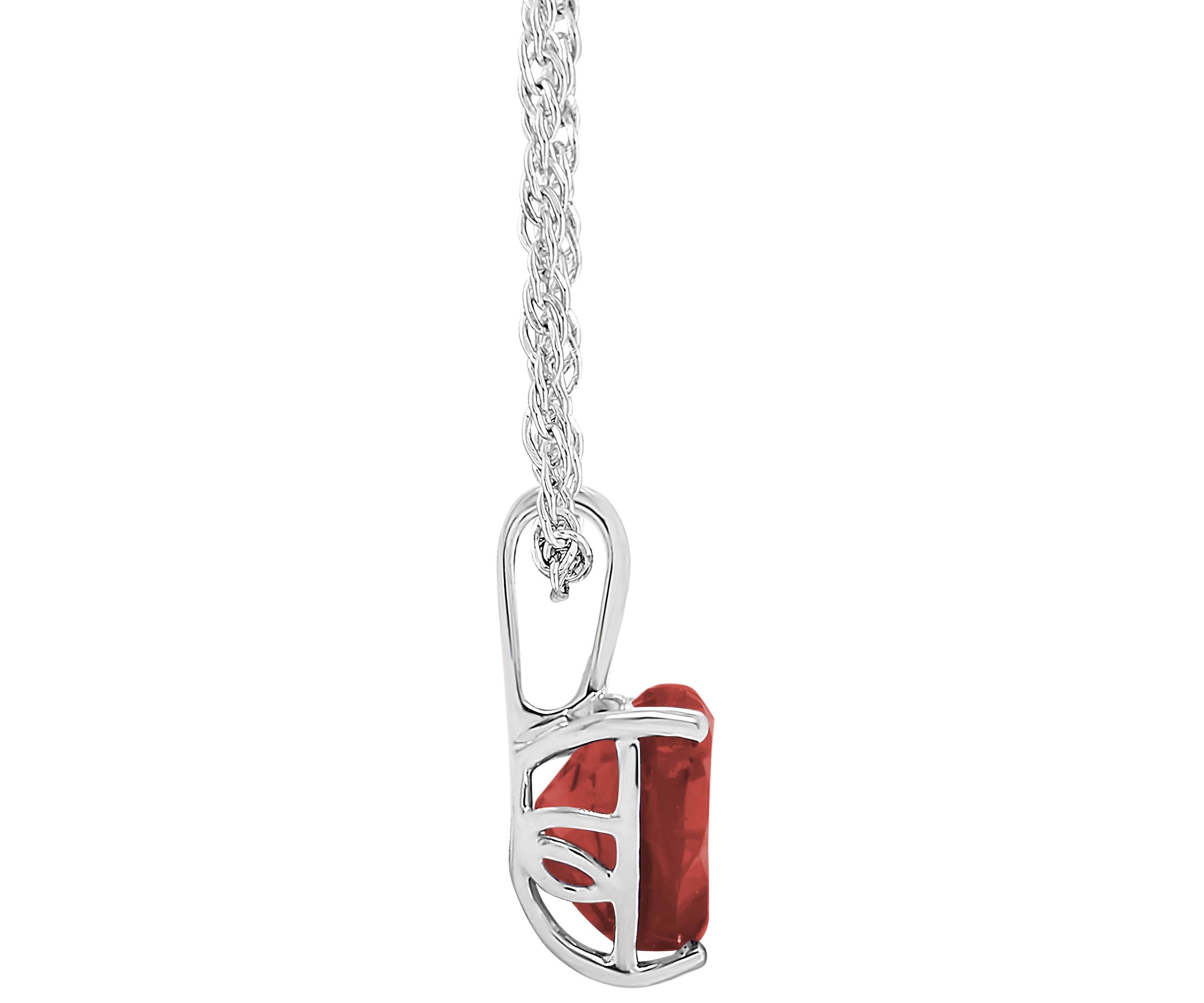 Sterling Silver 8mm Heart Shape Garnet Pendant Necklace