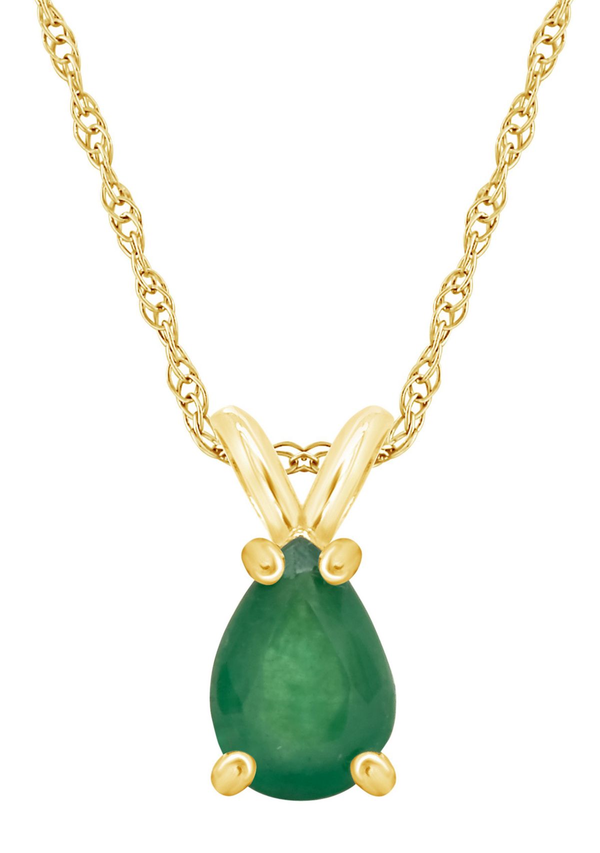 14K Gold 7x5 Pear Shape Emerald Pendant