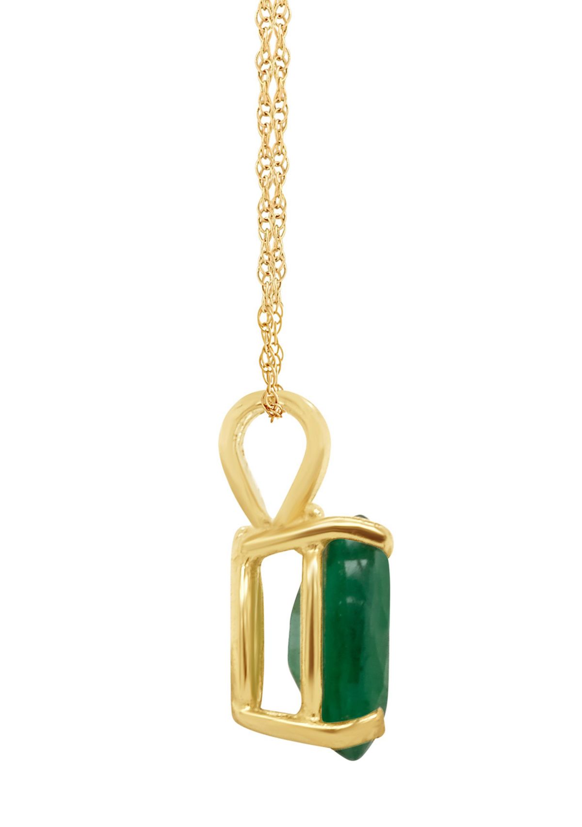 14K Gold 7x5 Pear Shape Emerald Pendant