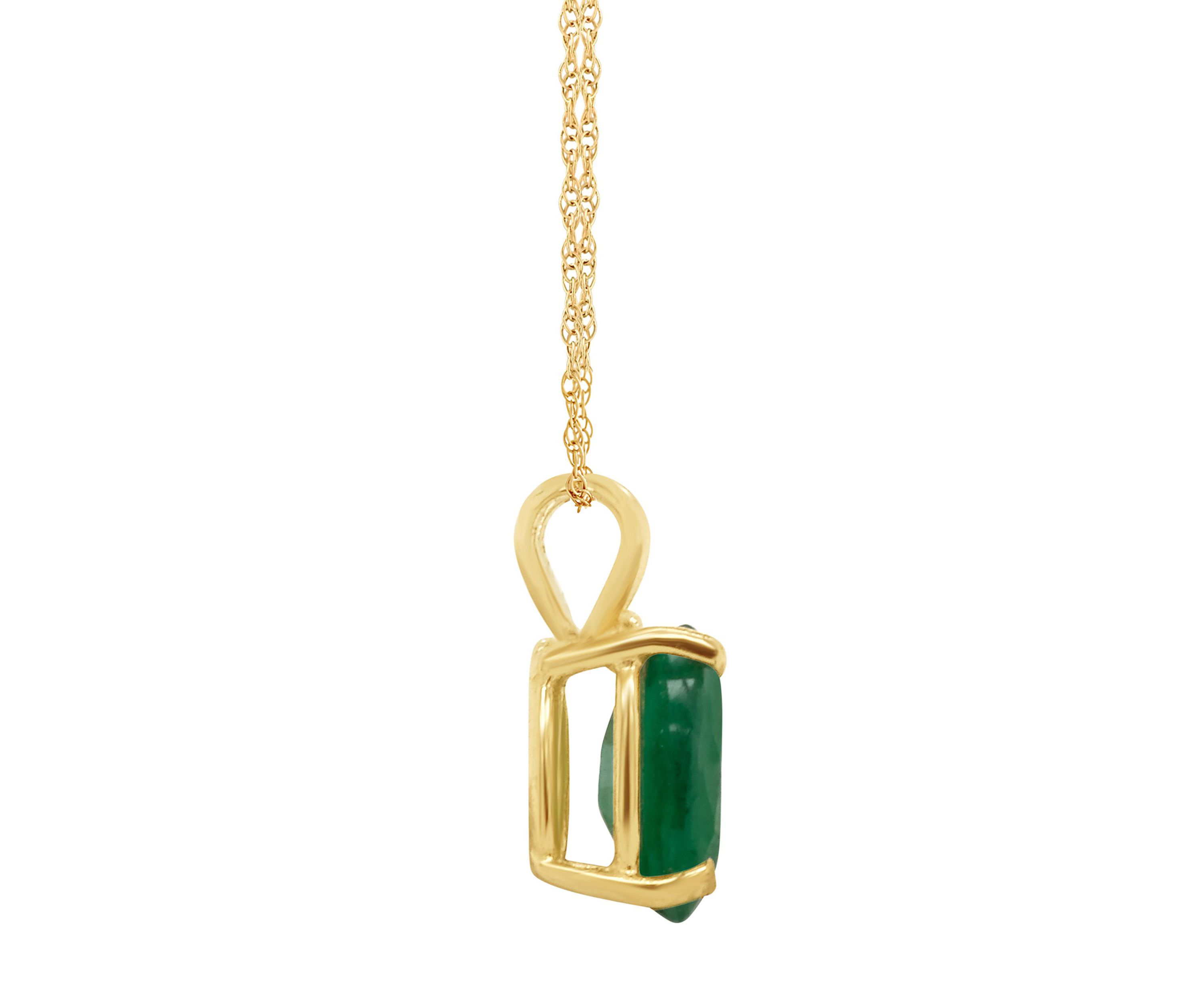 14K Gold 7x5 Pear Shape Emerald Pendant