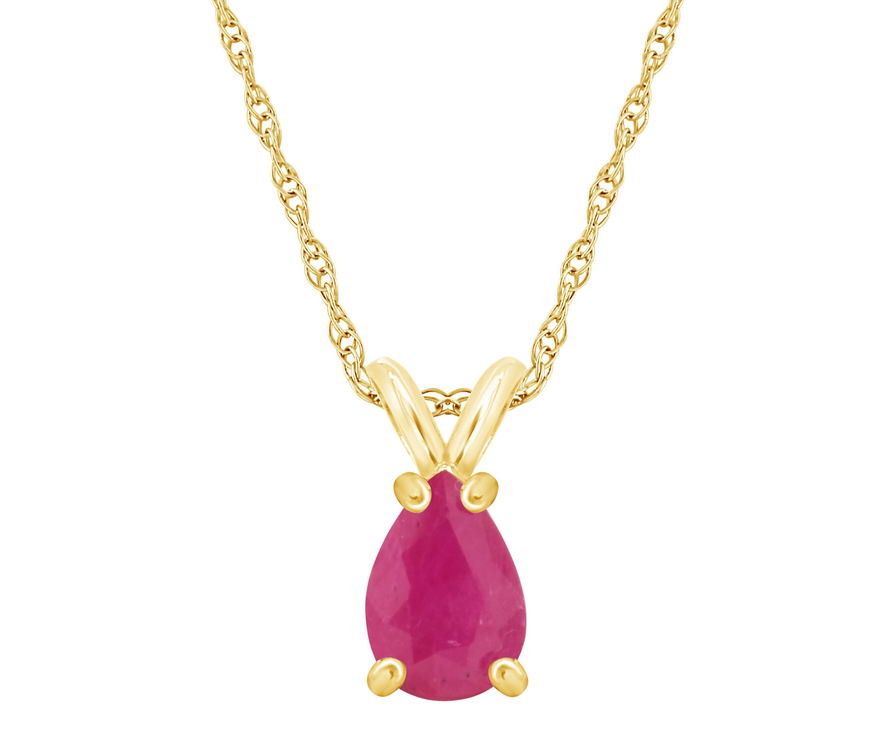 14K Gold 7x5 Pear Shape Ruby Pendant