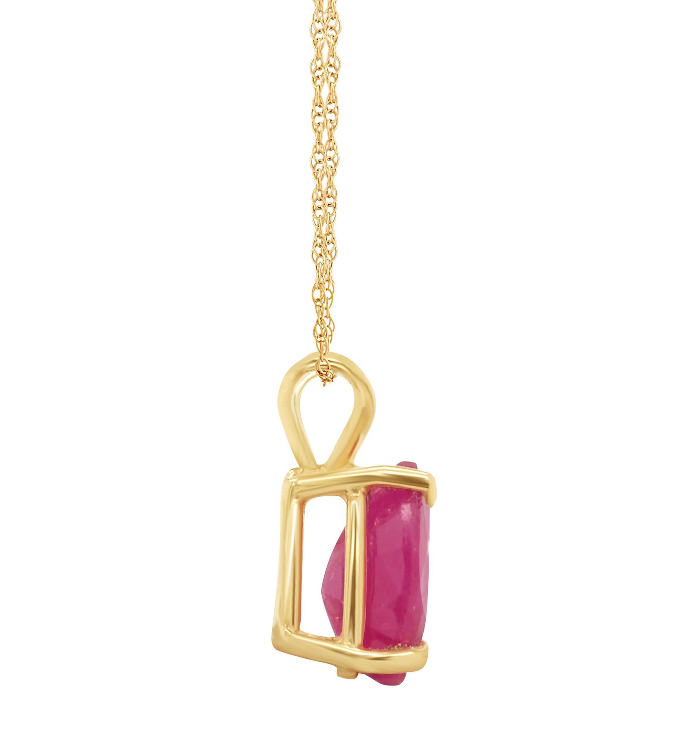 14K Gold 7x5 Pear Shape Ruby Pendant