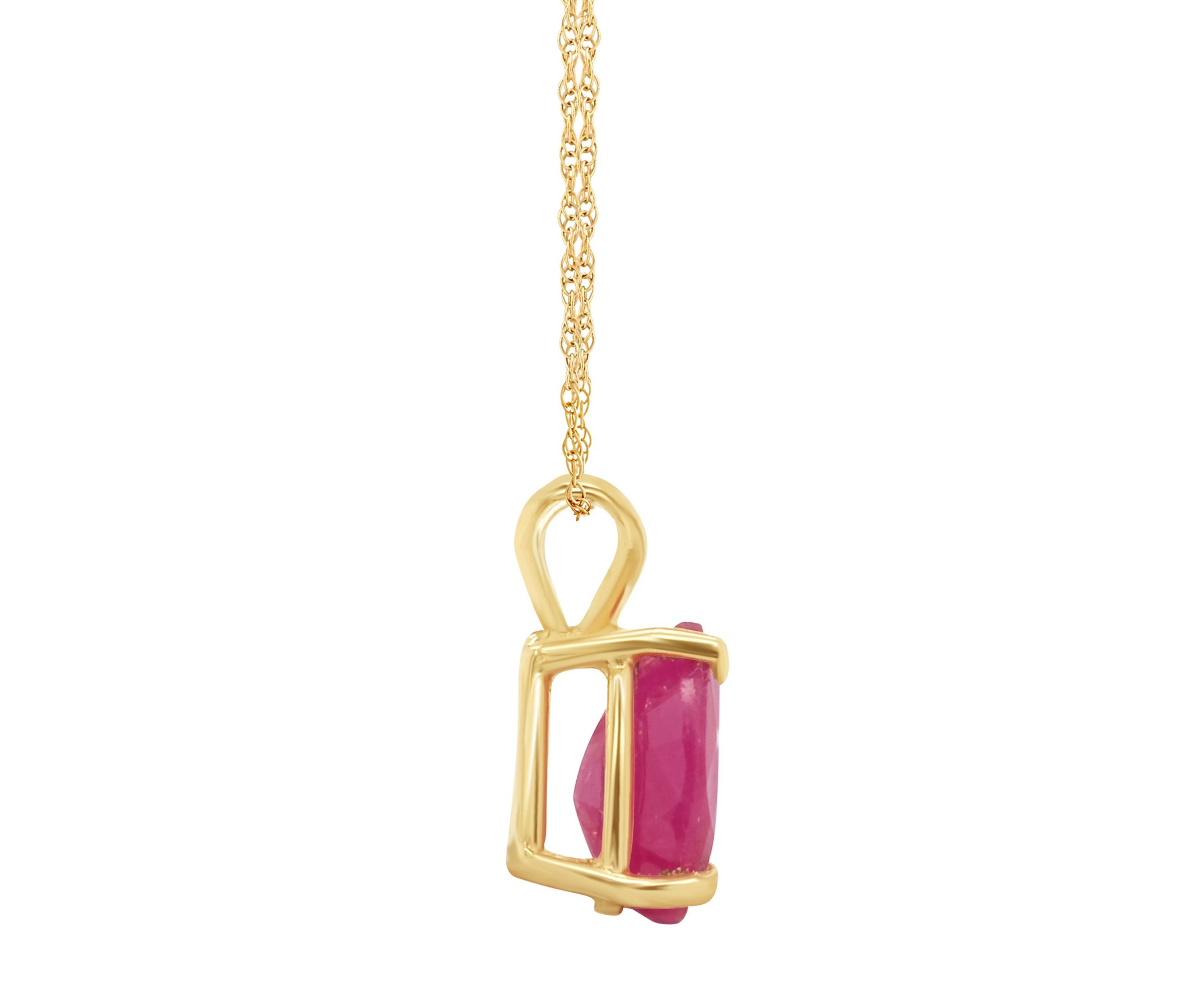 14K Gold 7x5 Pear Shape Ruby Pendant