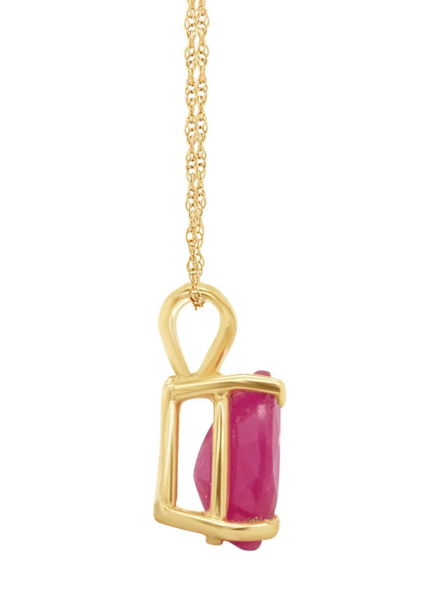 14K Gold 7x5 Pear Shape Ruby Pendant