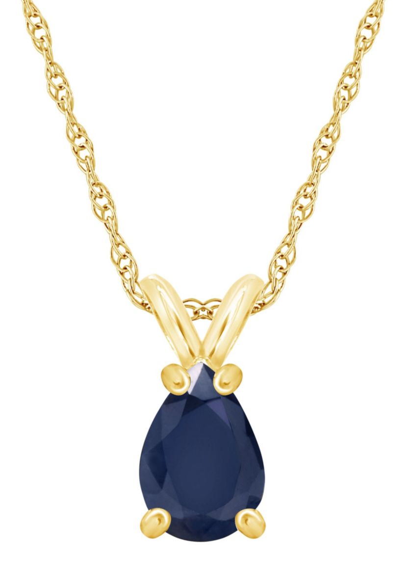 14K Gold 7x5 Pear Shape Sapphire Pendant
